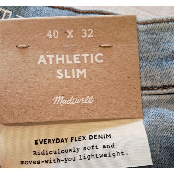 Madewell Jeans Mens 40x32 Athletic Slim Everyday Flex Light Wash Denim - Picture 5 of 16